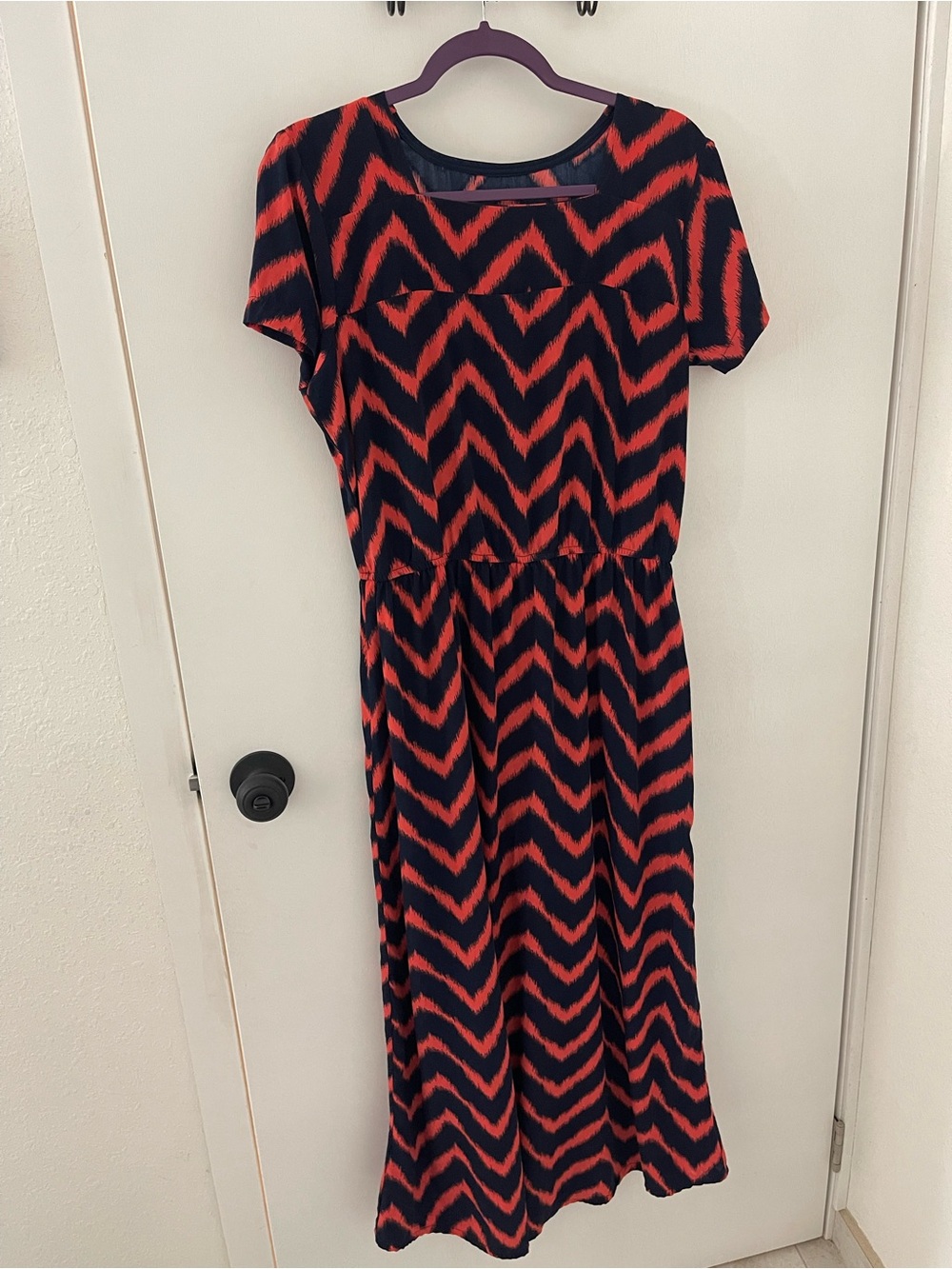 Women's Navy Blue  and Red Orange Dress